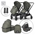 Carucior 3 in 1 pentru copii Lorelli Reya Verde cu maner reversibil, cadru din aluminiu, suspensii, maner pentru transport, greutate admisa 22 kg