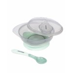 Set castron cu ventuza si lingurita KikkaBoo Mint,capacitate 250ml,fara bpa,compartiment pentru lingurita