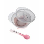 Set castron cu ventuza si lingurita KikkaBoo Pink,capacitate 250ml,fara bpa,compartiment pentru lingurita