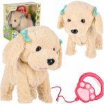 Catelus Pudel interactiv pentru copii din plus, cu lesa, misca din codita, merge, latra, dimensiune 22 x 13 x 23 cm