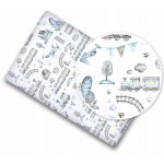 Cearceaf cu banda elastica pentru pat copii dimensiune 140 x 70cm, 100% bumbac, BabyMam retro train