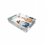 Cearceaf cu elastic MimiNu pentru patut 120X60 cm, din bumbac, Design, Zoo in train