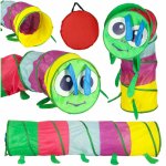 Tunel de joaca pentru copii Ikonka, portabil si pliabil, Omida multicolora, lungime 174 cm, diametru 45cm