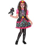 Costum Dia De Los Muertos fetite Multicolor 5-7 ani 128 cm