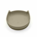 Farfurie in forma de pisicuta Bocioland, cu ventuze, silicon, fara BPA, 6-36 luni, Dark Beige