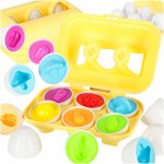 Joc de asociere si sortare pentru copii, Ikonka, 6 Oua colorate in cofrag dimensiune 16.5 x 12 x 7.5 cm