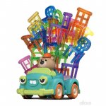 Jucarie educativa si interactiva pentru copii, de aranjare si potrivire 48 de scaunele multicolore pe masinuta