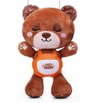 Jucarie interactiva din plus pentru copii Buddy Teddybear, emite muzica relaxanta, simuleaza sunetul bland al respiratiei, cu lumina de veghe, dimensiune 25 cm