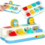 Jucarie educativa pentru copii Ikonka pop up, cu butoane in diferite forme si texturi, dimensiune 25 x 13 x 11 cm
