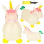 Jumper gonflabil pentru copii Unicorn, din cauciuc moale si flexibil, dimensiune 47 x 60 x 22cm, cu pompa inclusa