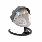 Leagan electric cu 5 moduri de balansare pentru copii Kidnort Svaie Black, portabil, cu telecomanda, muzica, conectare bluetooth/usb, accesorii incluse, dimensiune 66 x 65 x 53.5 cm