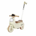 Motocicleta cu pedale pentru copii Nichiduta 3in1 Fast Beige cu maner parental detasabil,far cu lumina LED,muzica,spatiu de depozitare,structura stabila,sistem antirasturnare,roti rezistente,unghi de viraj limitat