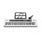 Orga electronica pentru copii, cu 61 de clape, display digital, design compact si modern, suport inclus pentru partituri, dimensiuni compacte 64 x 22.4 x 10 cm, microfon inclus