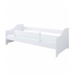 Patut din lemn si MDF Nichiduta Lili Alb 140x80 cm + bariera de siguranta 90 cm,margini rotunjite,materiale si vopsele sigure pentru copii