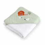 Prosop de baie cu gluga pentru bebelusi, 0-5 ani, bumbac certificat OEKO-TEX, 100x100 cm, Funny Farm
