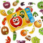 Puzzle pentru copii Ikonka fruits and vegetables, cu 25 elemente multicolore in cutie metalica