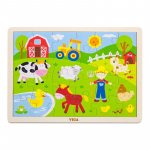 Puzzle din lemn pentru copii, 24 piese, model La ferma