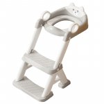 Reductor toaleta pentru copii Little Mom Teddy grey, cu doua trepte, colac moale din pvc detasabil, pliabil, design anti-stropire, baza antiderapanta, inaltime reglabila, spatar si manere, compatibilitate universala