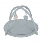 Saltea de activitati pentru bebelusi Lorelli Moments Blue, jucarii textile cu sunet si zornaitoare, 83x83 cm, 0 luni+