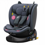 Scaun auto Buf Boof B-Joy Deluxe DarkGreyCat iSize cu isofix, pozitie somn 155 grade, rotativ 360 grade, 40-150 cm