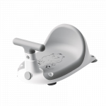 Scaun de baie bebelusi Little Mom Grey, cu spatar si ghidon de sustiere, margini rotunjite si fixare cu ventuze, compatibilitate universala, dimensiune 37 x 27.2 x 20.6 cm