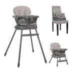Scaun de masa pentru copii Lorelli Siesta Beige Leather 3 in 1 cu suport pentru picioare, tavita detasabila si centuri de siguranta