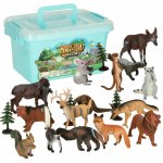 Set figurine pentru copii Zoo safari, cu 19 elemente in cutie de transport cu maner