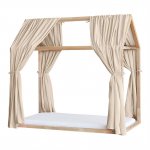 Set 2 baldachine muselina pentru pat tip casuta, Little Amy, Bej, 2x330 cm pentru pat 100x200 cm