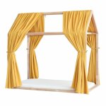 Set 2 baldachine muselina pentru pat tip casuta, Little Amy, Galben, 2x330 cm pentru pat 100x180 cm