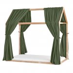 Set 2 baldachine muselina pentru pat tip casuta, Little Amy, Verde, 2x360 cm pentru pat 120x200 cm