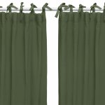 Set draperii din muselina organica, Little Amy, Verde, 125x240 cm, 2 bucati
