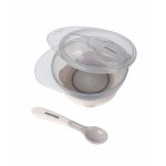 Set castron cu ventuza si lingurita KikkaBoo Beige,capacitate 250ml,fara bpa,compartiment pentru lingurita