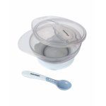 Set castron cu ventuza si lingurita KikkaBoo Blue,capacitate 250ml,fara bpa,compartiment pentru lingurita