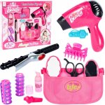 Set de coafura pentru copii Malplay cu uscator, ondulator, clame, oglinda si pelerina de coafura