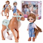 Set papusica si ponei cu accesorii pentru echitatie, dimensiune papusa 14 x 6 x 3.5 cm, dimensiune ponei 15 x 14 x 4.5 cm