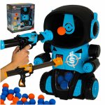 Joc interactiv de tras la tinta Blue Robot 15,5 cm x 20 cm x 26 cm, cu 2 pusti, 24 bile din spuma, ecran pentru scor si sunete
