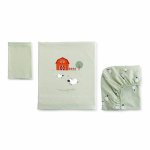 Set lenjerie pentru patut mini 3 piese jersey Funny Farm 90x40 cm