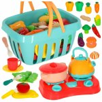 Set pentru gatit si taiat fructe si legume, cu prindere velcro, include vesela si alimente, pana la 28 accesorii in cosulet de cumparaturi