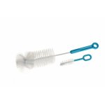 Set perii pentru biberoane si tetine Akuku Albastru cu agatatoare, dimensiune 37.5x10.5x6 cm