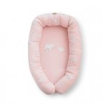 Suport de dormit Babynest 2 in 1, bara protectie patut Premium Bumbac, Polaris Rosa 95x65x18 cm