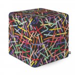 Taburet Updeco cub L Confetti fundal negru