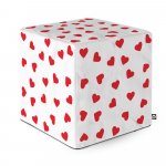 Taburet Updeco cub XL Inimi fundal alb