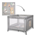 Tarc de joaca Lorelli Play N Relax Grey Adventure 100x100x75 cm, deschidere laterala cu fermoar, geanta de transport