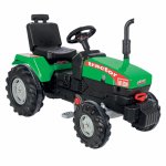 Tractor cu pedale pentru copii Pilsan Operated Green, cu scaunel reglabil si detasabil, transmisie pe lant, cu volan, spatar si claxon, dimensiune 102 x 53 x 66 cm