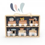 Trenulet cu animale in cutie lemn Speedy Monkey