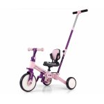 Tricicleta pentru copii Milly Mally Optimus Max Pink 5 in 1 reglabila, maner parental, roti din spuma, varsta 12 luni+