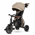 Tricicleta pentru copii Qplay Comfo Max Bej inchis, ultrapliabila, scaun pivotant, roti eva, spatar reglabil