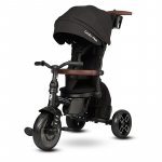 Tricicleta pentru copii Qplay Comfo Max Negru, ultrapliabila, scaun pivotant, roti eva, spatar reglabil