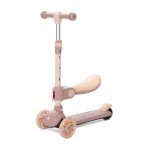 Trotineta pentru copii Lorelli Speedster Beige cu scaunel, roti din silicon cu led, ghidon reglabil, greutate admisa 50 kg