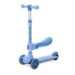 Trotineta pentru copii Lorelli Speedster Blue cu scaunel, roti din silicon cu led, ghidon reglabil, greutate admisa 50 kg
